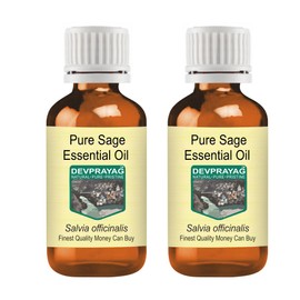 Devprayag Pure Sage Essential Oil (Salvia officinalis) Natural Therapeutic Grade Steam Distilled (Pack of Two) 100ml X 2 (6.76 oz)