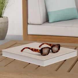 Frienda Black Rectangle Retro Chunky Sunglasses Pack Trendy Square Vintage 90s Glasses for Women Men (Black, Champagne, Leopard and Tawny, Leopard and Grey)