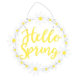 Hello Spring Hanging Daisy Wreath Decoration - Perfect for Welcoming the Fresh Spring Season