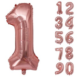 32 Inch Number Balloons Giant Number Aluminium Foil Helium Balloons for Birthday Party Celebration Decoration New Year Baby Shower Anniversary (Rose Gold, 1)