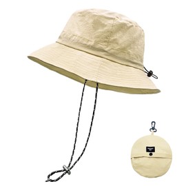 lifwimner Sun Hat Women's Men's Fishing Hat with Chin Strap Waterproof Bucket Women's Quick Dry Packable Hat Summer Outdoor Activities, Green (Kelly green)