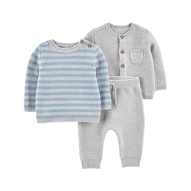 Simple Joys by Carter's unisex-baby 3-piece Sweater Set, Light Grey Heather, 24 Months