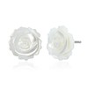 MORGAN & PAIGE Carved Mother of Pearl Rose Earrings, Handcrafted