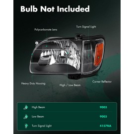 SCITOO Pair Headlight Assembly Compatible for Toyota Tacoma 2001-2004 chevy headlights Black Housing Amber Reflector Clear Lens, 81110-04110 81620-04080 (Bulbs Not Included)