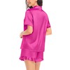 SWOMOG Womens Satin Pajamas Silk Short Sleeve Button Down Sleepwear