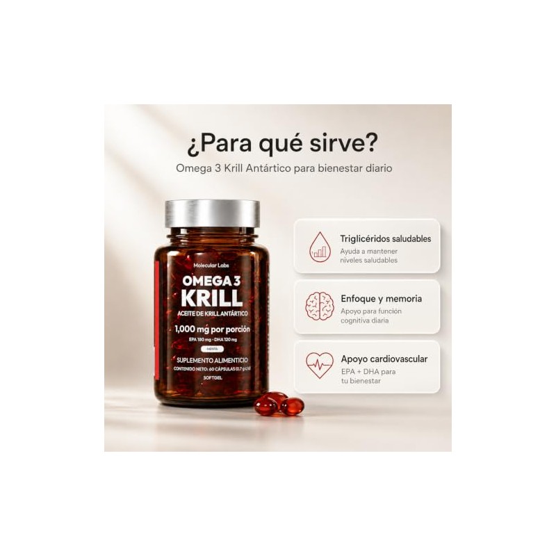 Omega Krill Antártico Molecular Labs Suplemento Aceite Kril Epa Dha