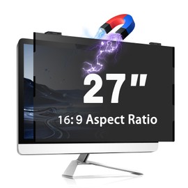 JEAPKA Magnetic Computer Privacy Screen, 27 Inch Removable Hanging Shield for Frameless Monitor 16:9 Widescreen, Anti Blue Light Filter, Anti-Glare Protector