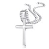 Besteel 925 Sterling Silver Cross Necklace Beveled Edge for Men