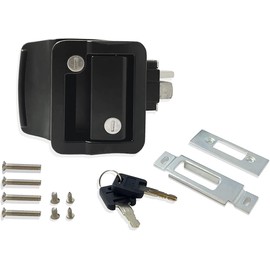 Lepoint RV Travel Trailer Entry Door Lock with Paddle Deadbolt,Zinc Alloy Security Kit for Camper Horse Trailer Cargo Hauler,Black Camper Door Latch Handle with Keys RV Door Lock Replacement-987
