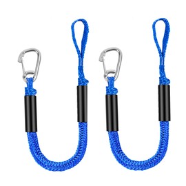 Boat Docking Lines with Clip- 2ft Shock Absorbing Boating Mooring Ropes for Secure Tie-Up, Marine Boat Accessories, for Kayak, Pontoon Boats, Dinghy & Small Watercraft, 2 Pack (Blue)