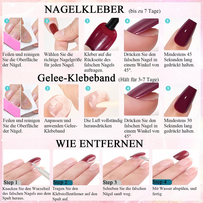 Virellay Almond Nail Tips (Pink Cat Eye, Pack of 24)