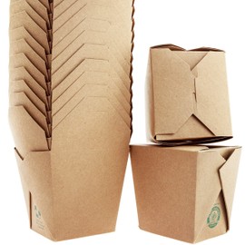 Eco-friendly Durable 32oz Chinese Take Out Boxes 10pk. 100% Recycled Unbleached Takeout Containers are Leakproof and Microwaveable. Stackable To-Go Meal Pails Great for Weddings, Event Party Favors.