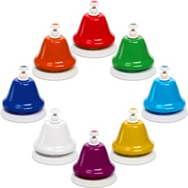 Noamus 8 Notes Desk Bells, Music Bells Percussion Instrument, Colorful Diatonic Metal Bells, Chromatic Musical Table Bell for Teaching Church Chorus Holiday Party Supplies Birthday Gift