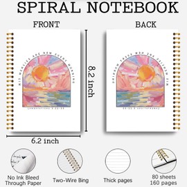 Guymn Christian Notebook, His Mercies Are New Every Morning Christian Journal for Women, Bible Notebooks for Note Taking, Christian Gifts for Women, Boho Sun Christian Spiral Notebook 5.5x8.3 Inch
