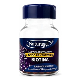 Biotina, Vitamina E, Aloe Vera Suplemento Alimenticio 30 Cáp