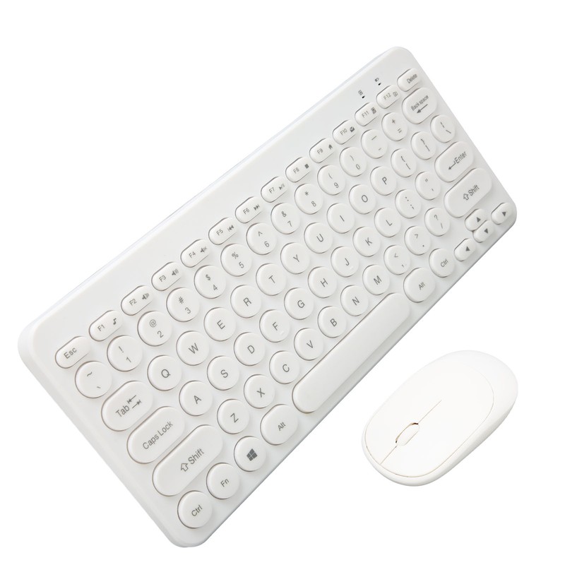 2.4G Wireless Keyboard Mouse Combo 78 Key Retro Round Keycap