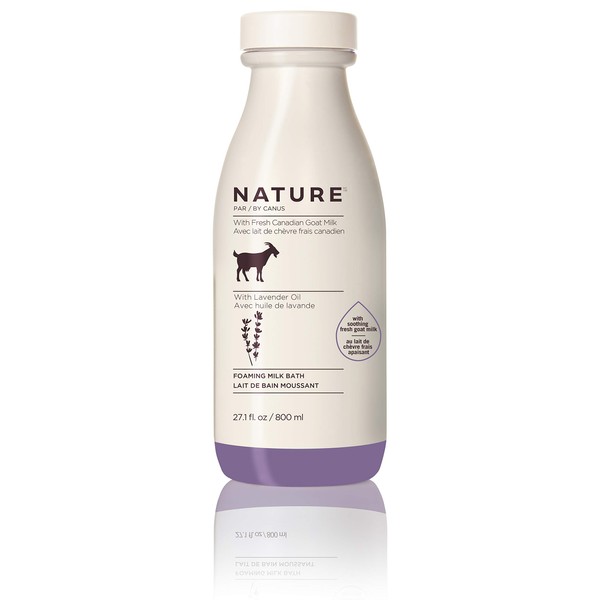 Nature by Canus Foaming Milk Bath With Smoothing Fresh Canadian Goat Milk Vitamin A B3 Potassium Zinc and Selenium, Lavender Oil, 27.1 Fl Oz
