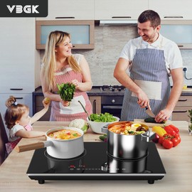 VBGK Double Induction Cooktop,4000W 2 burner induction cooktop,110V Hot Plate Electric Burner Portable Induction cooktop 2 burner with LCD Touch Screen 9 Levels Settings Child Safety Lock & Timer