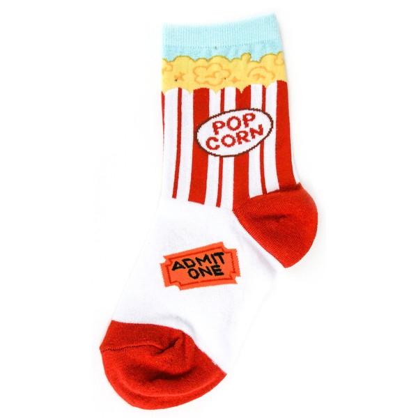 Foot Traffic, Cute & Quirky Popcorn Socks for Kids, Red