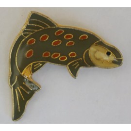New Spotted Fish Lapel Pin Fishing Animal Tie Tack Hat Pin Green and Orange Spot