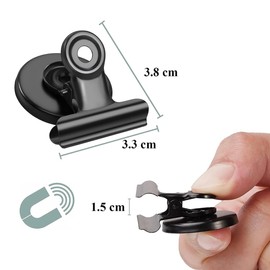 12 Pack Magnetic Clips, Strong Fridge Magnet with Clip, Fridge Magnets for Notes Photo Receipt Detailed List Display Paper Fasteners in Home, Office and Teaching (Black)