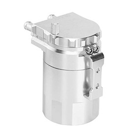 Acouto Tanque colector de Aceite, Motor de Aluminio Tanque colector de Aceite Respirador Lata Depósito Accesorios para la modificación del automóvil(Plata)