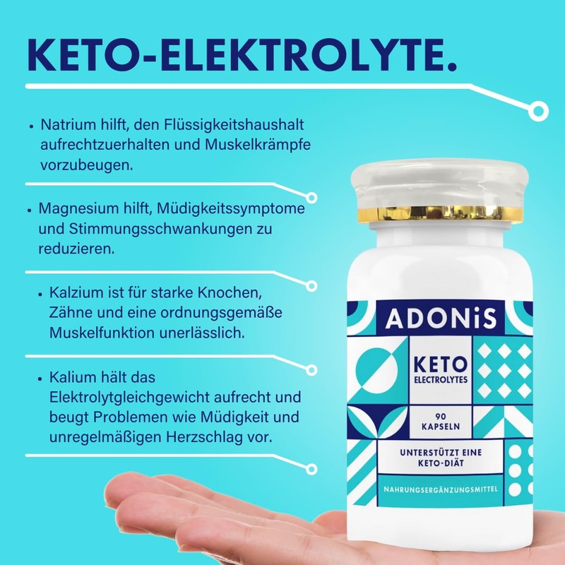 ADONiS Keto Electrolyte Supplement, Sugar-Free and Carbohydrate-free Rehydration, Essential Electrolytes