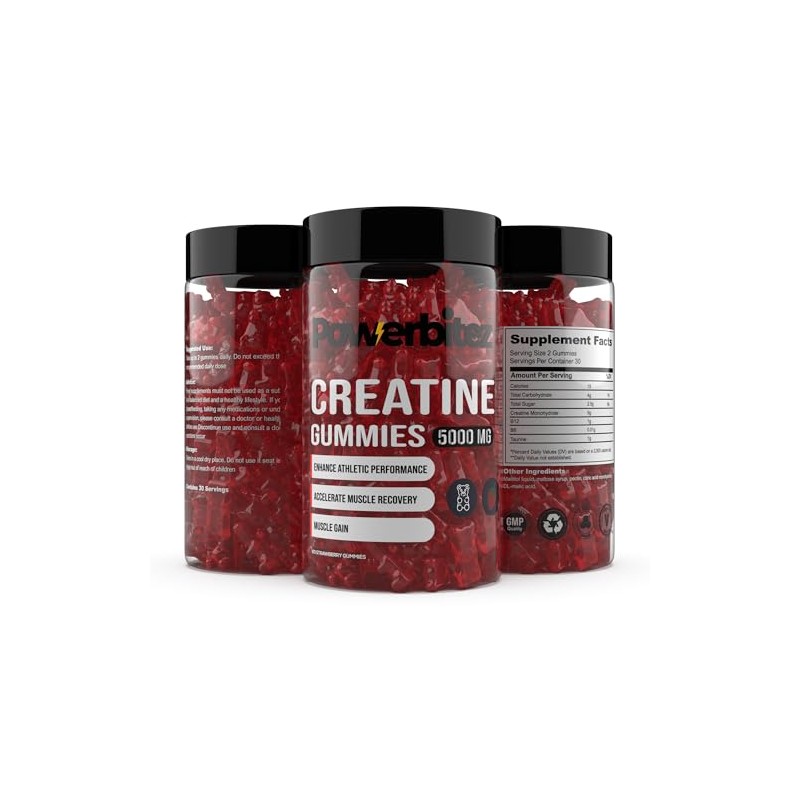 Powerbitez Creatine Gummies for Men & Women, 5g Creatine Monohydrate