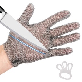 VINAER Cut Resistant Glove Food Grade Stainless Steel, Chainmail Glove Butcher Glove for Cutting Meat Oyster Shucking Slicing Fish (S)