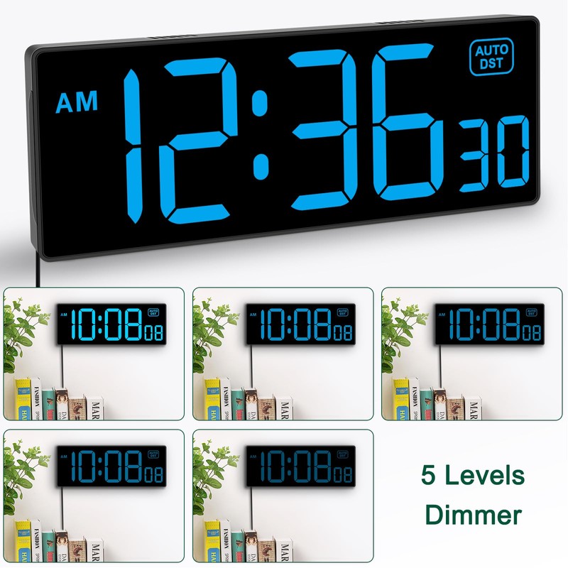 Soobest LED Wall Clock Digital Clock with Seconds, Electric Plug