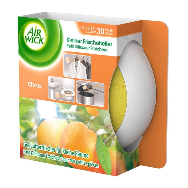 Air Wick Small Fresh Aid Citrus - Gel Air Freshener for Small Spaces, Shoe Cabinets, Trash Bin Lids etc. - 6 x 30g