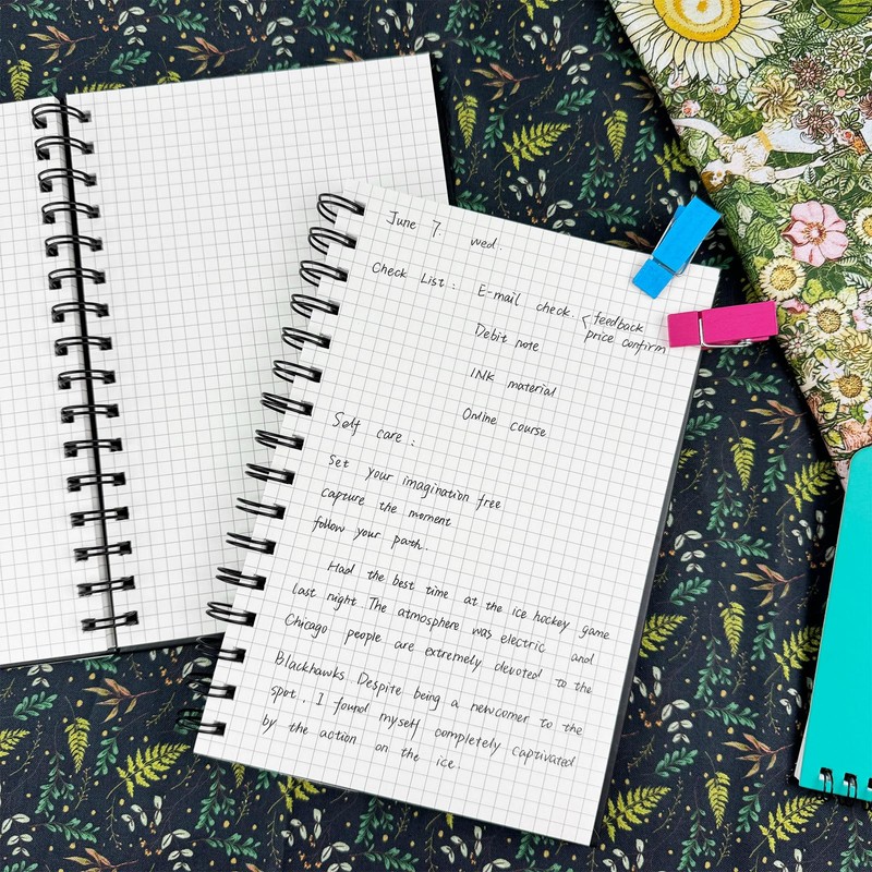 Rinrda A5 Graph Paper Spiral Notebook 8.5" x 5.7"-4 Pack