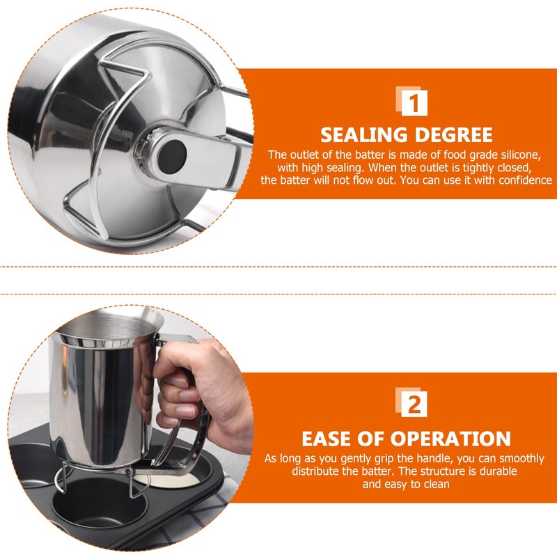 Stainless Steel Dough Dispenser, 800 ml Pancake Dough Dispenser, Hand-Held