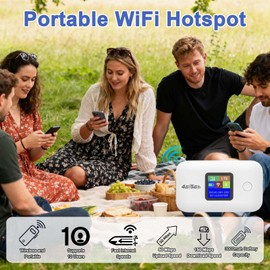 Portable WiFi Router for Travel with SIM Card Slot, 4G LTE Mobile WiFi Hotspot 150Mbps, 3000mAh, MiFi Device Plug & Play Travel WiFi Router, Connect up to 10 Devices for Caravan, Camping & Remote Work