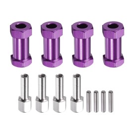 sourcing map 4pcs 12mm Wheel Hex Drive Hubs Adapter Combiner Coupler, Aluminum 25mm Extension with Nut Latch for 1/10 RC Crawler Car Parts, Purple