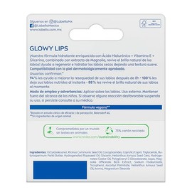 LABELLO Bálsamo Labial Glowy Lips Clear 4.8gr, con Extracto de Magnolia