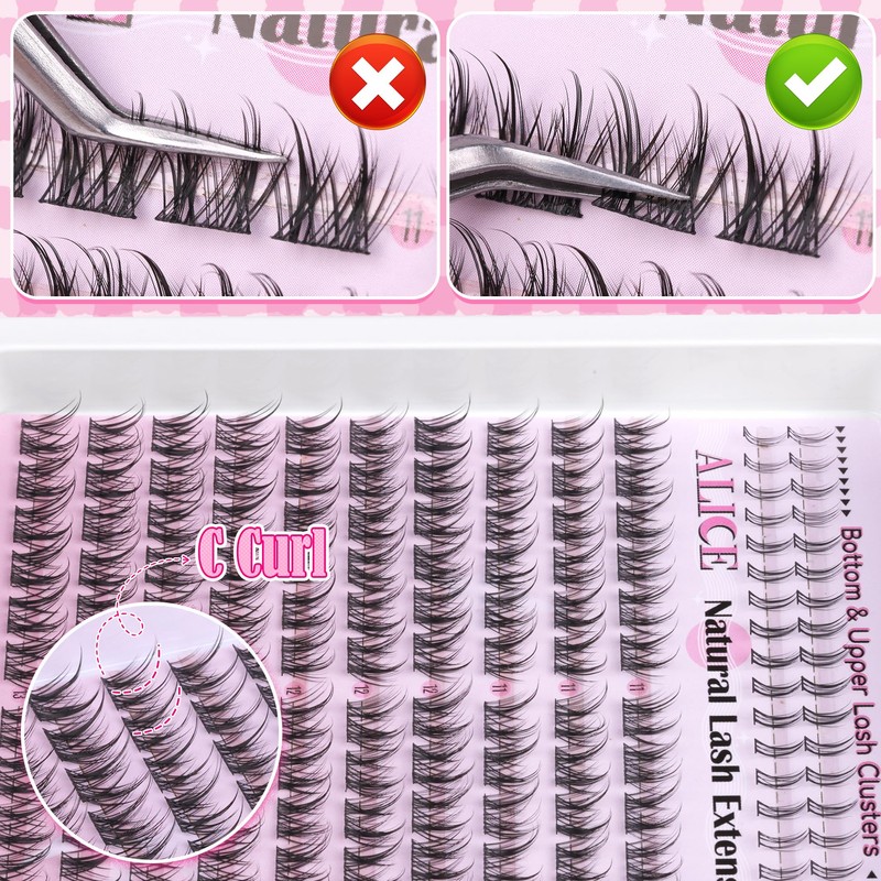 ALICE Natural Lash Clusters Wispy Eyelash Extensions Manga Clusters Lashes