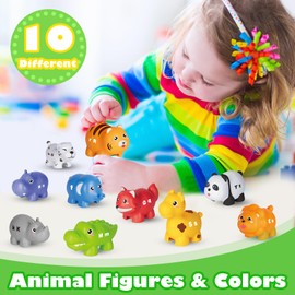 Learning Toys for 2 3 4 Year Old, 52 Pcs ABC Animal Alphabet Match Game with Uppercase Lowercase, 10 Different Animal Figures, Preschool Activities Montessori Fine Motor Toys for Toddlers Kids