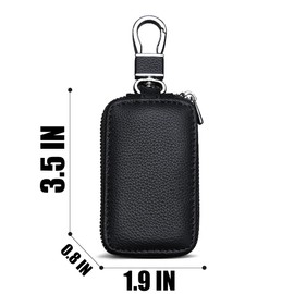 BESULEN Car Key Case Holder, Leather Car Key Chain Bag Car Remote Key Fob Holder, Auto Smart Key Fob Case Key Pouch with Keychain, Keychain Protector Case Car Accessories (Black)