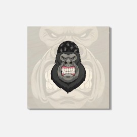 Unbranded Cartoon Angry Gorilla Head Skull Mascot Animal 4'' X 4'' Square Wooden Coaster
