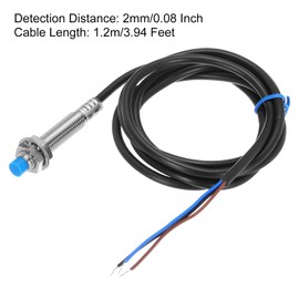 sourcing map M8 Approach Sensor Inductive Proximity Sensor Switch NO Normally Open PNP 2mm Detection Distance, DC 6-36V LJ8A3-2-Z/BY, 3.9ft, 1Pcs