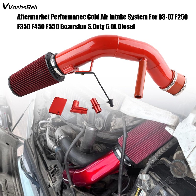 VVORHSBELL 6.0 Powerstroke Cold Air Intake Kit，4″Cold Air Intake Pipe