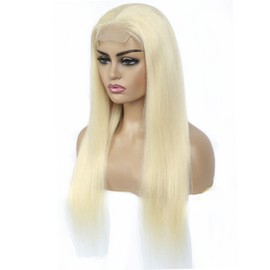 Aiokrtse 4X4 Lace Front Wigs 100% Human Hair Wig with Baby Hair Peruvian Hair Pre Plucked Free Part Straight Wig #613 Colour 10 inches