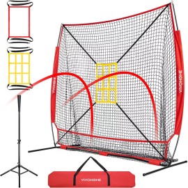 Unbranded 7x7 ft Baseball Softball Hitting Net w/ Large Ball Collection System for Batting