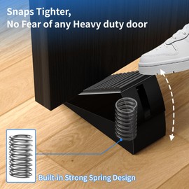 2 Pack Strongest Spring Large Door Stoppers - Heavy Duty Door Stopper Wedge, Tall Door Stoppers for Bottom of Doors, Rubber for Extra Strong Grip, 3 Inches High Metal Door Stop Suits Any Heavy Door