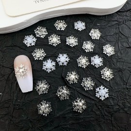 30Pcs Snowflake Nail Charms Christmas Nail Art Charms Mix Colors Winter Snowflake Nail Supplies Xmas Glitter Snowflake Charms Cute 3D Resin Christmas Nail Art Accessories for Women Manicure Decoration
