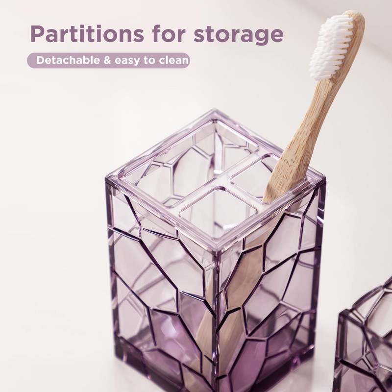 HBlife Bathroom Accessories Set, Lavender Purple Acrylic Bathroom Counter Set