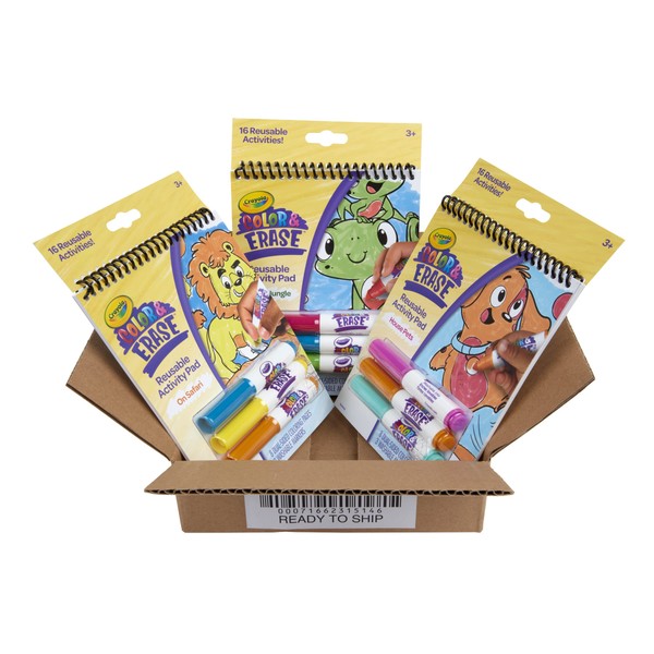Crayola Color & Erase Coloring Book Set - Safari, Jungle, Pets (3 Pack), Toddler Coloring Activity for Preschool & Kindergarten, Back to School
