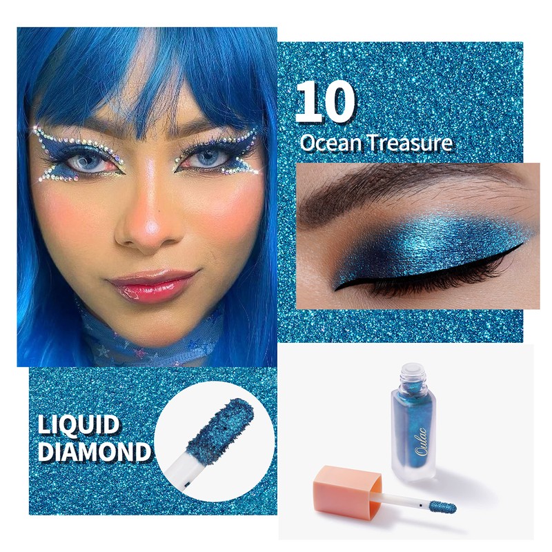 Oulac Liquid Eyeshadow Glitter - Waterproof Glitter Eye Make-Up with
