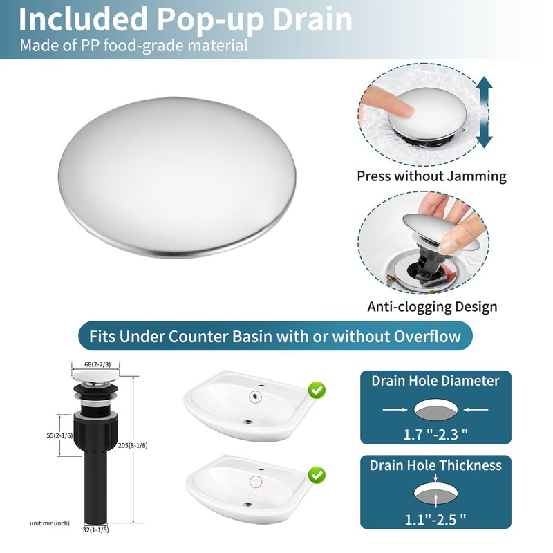 sagetta Waterfall Bathroom Sink Faucet Single Hole Faucet with Three